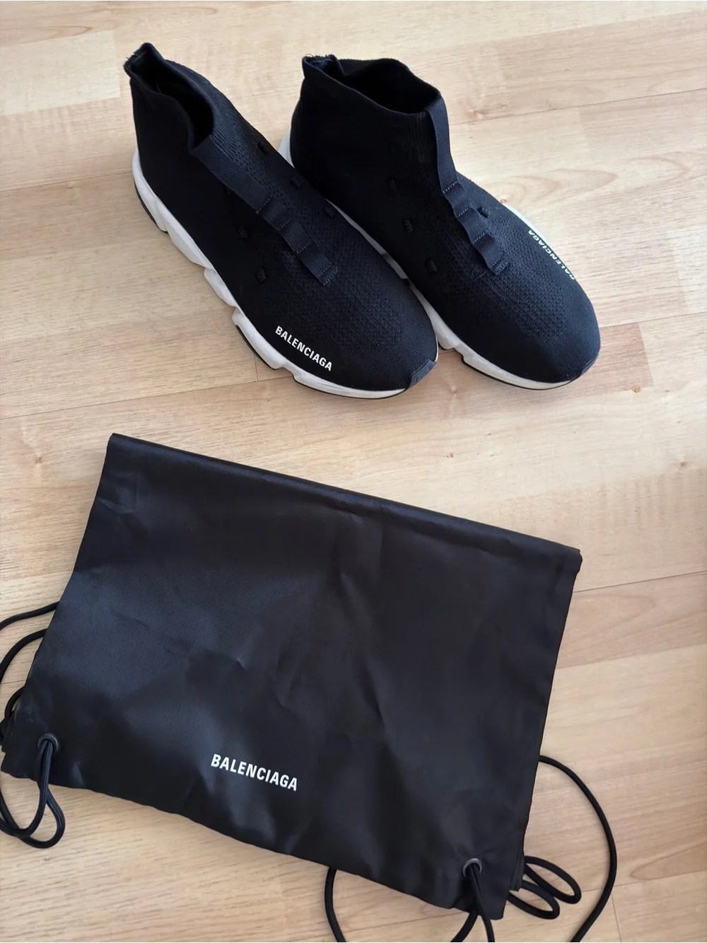 Balenciaga Black and White Speed Trainer Sock Sneakers